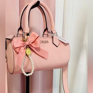 Guess Pink Crossbody Barrel Bag with Charm